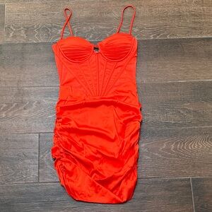 NWT Oh Polly Vibrant Orange Corset Dress